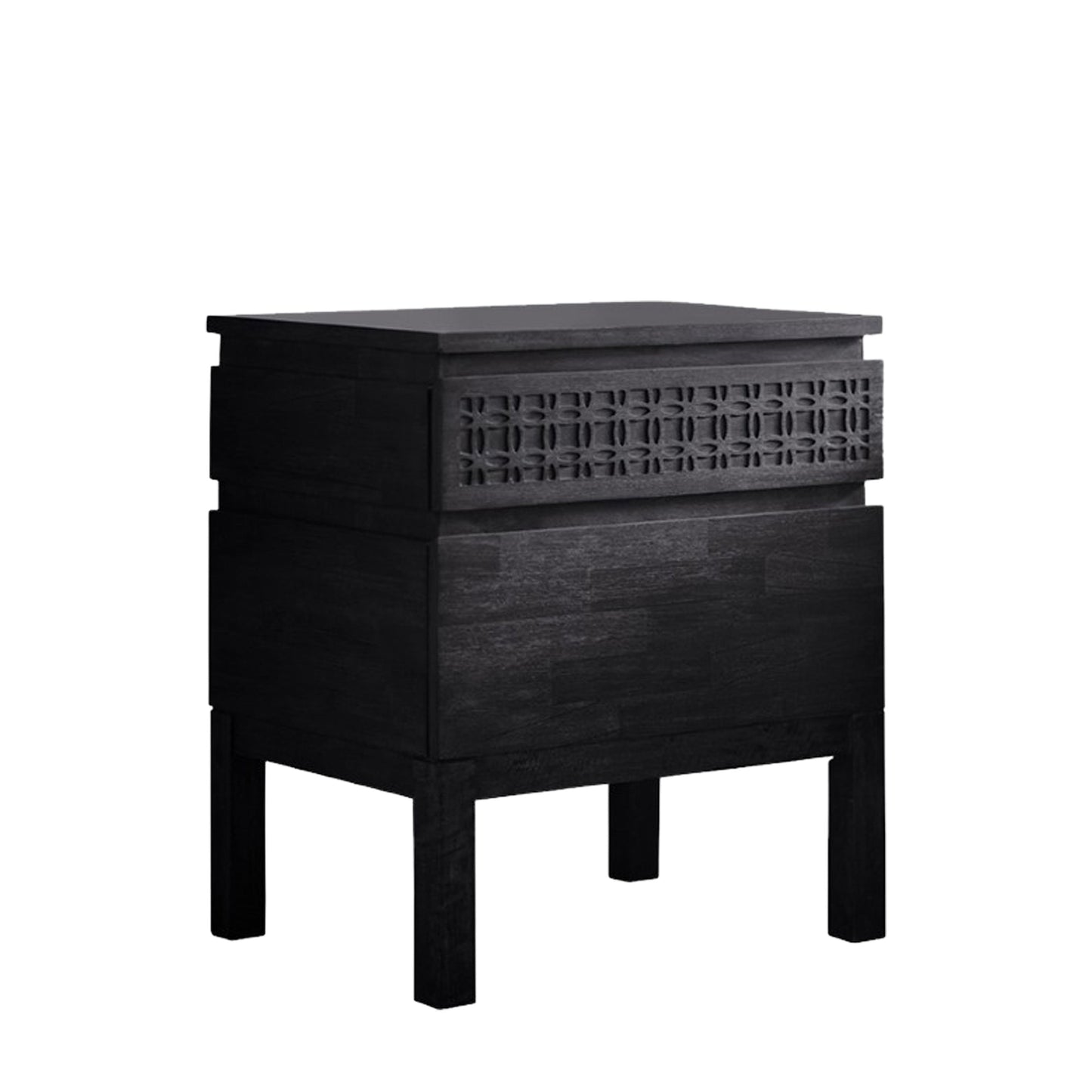 Boho 2 Drawer Charcoal Bedside