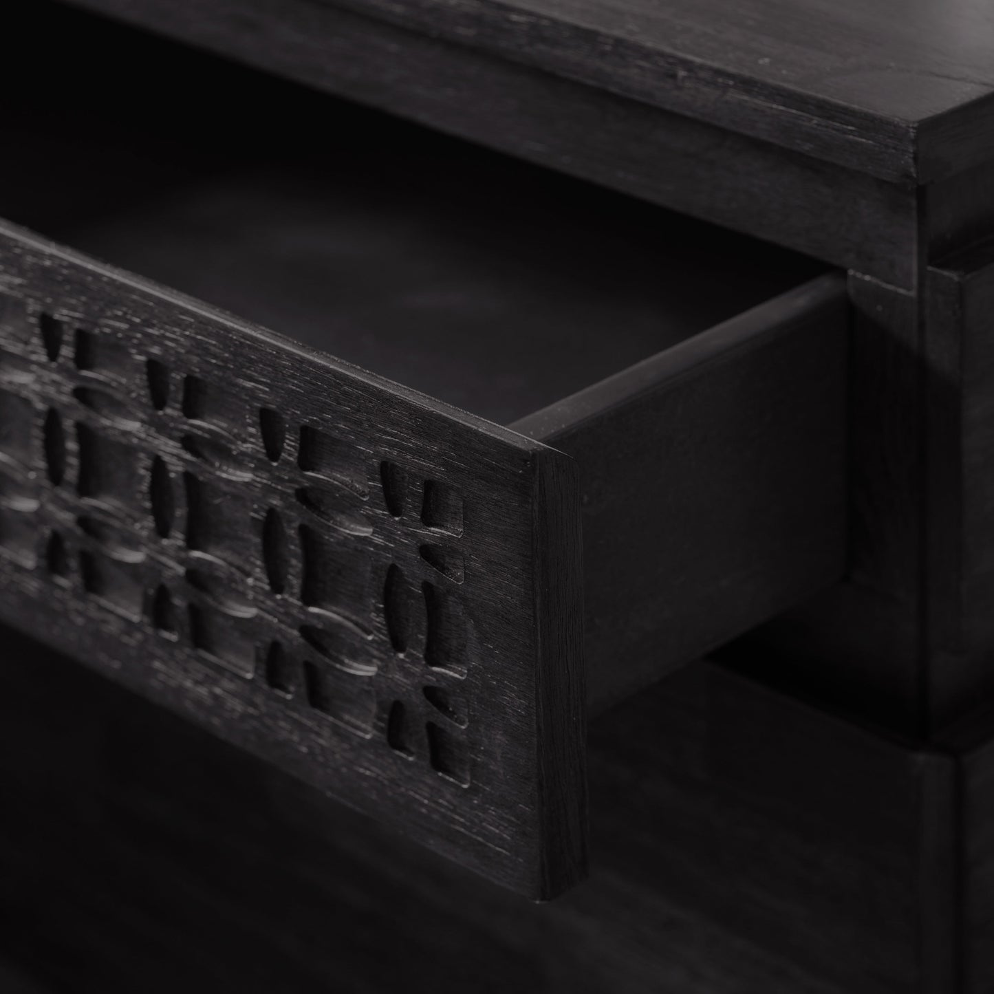 Boho 2 Drawer Charcoal Bedside