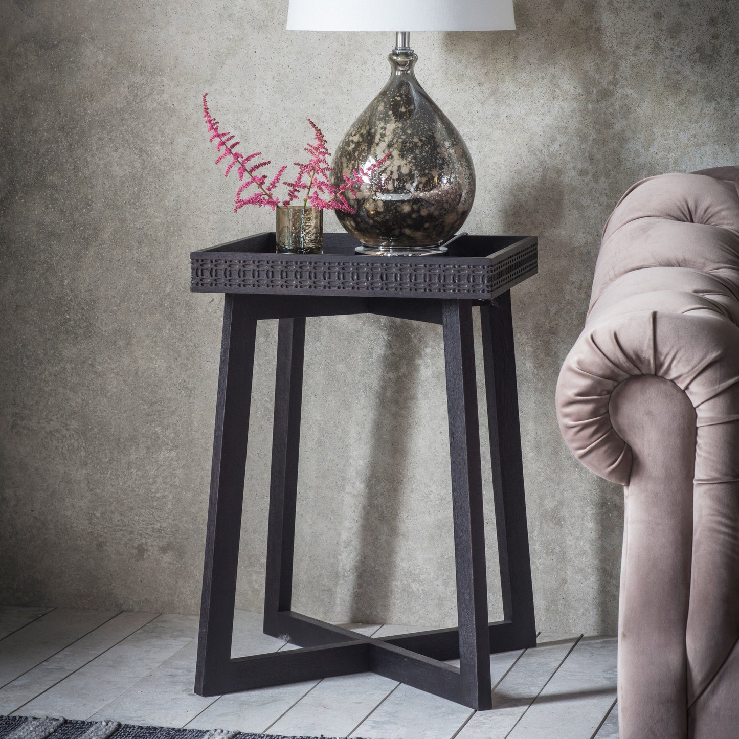 Boho Charcoal Bedside Table