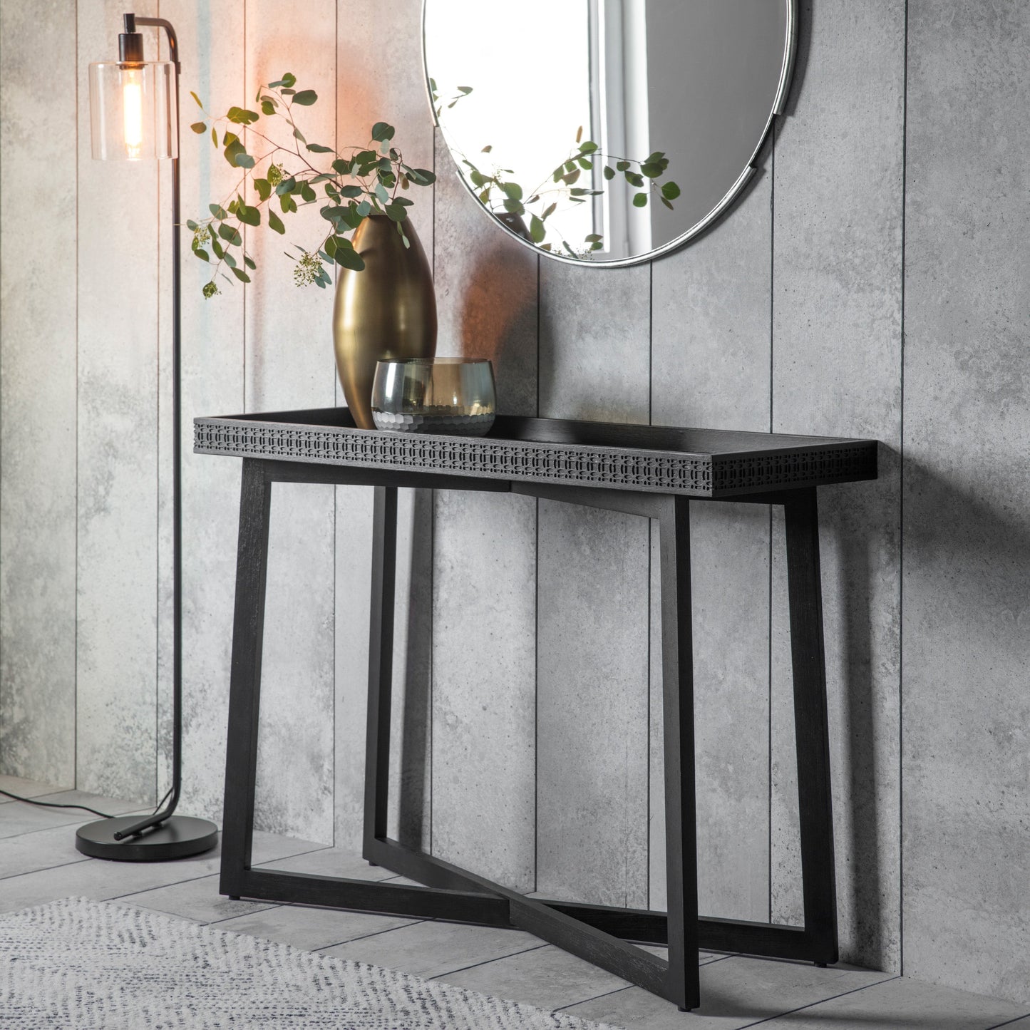 Boho Charcoal Console Table