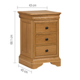 Bordeaux French Sleigh Bedside Table Measurements
