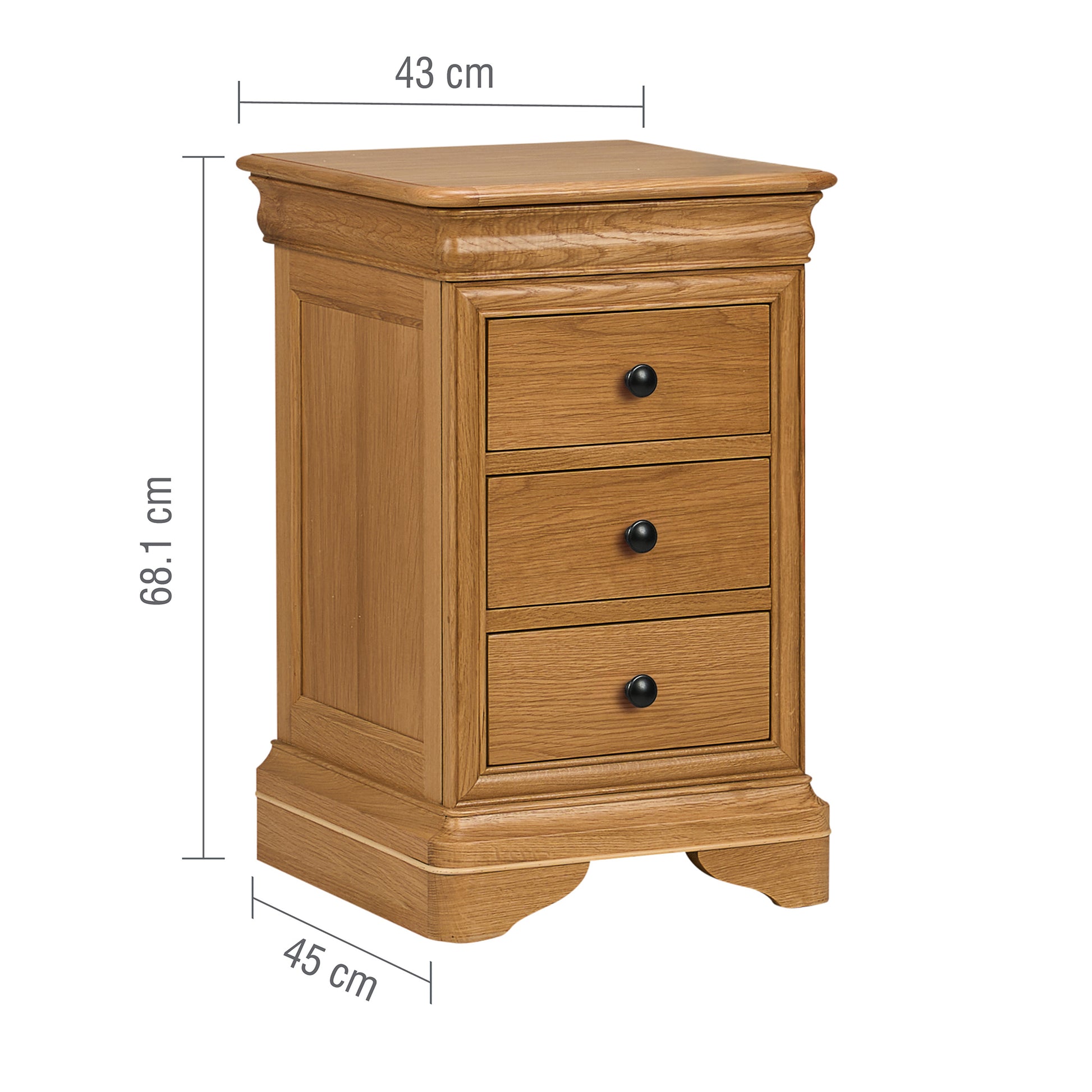 Bordeaux French Sleigh Bedside Table Measurements