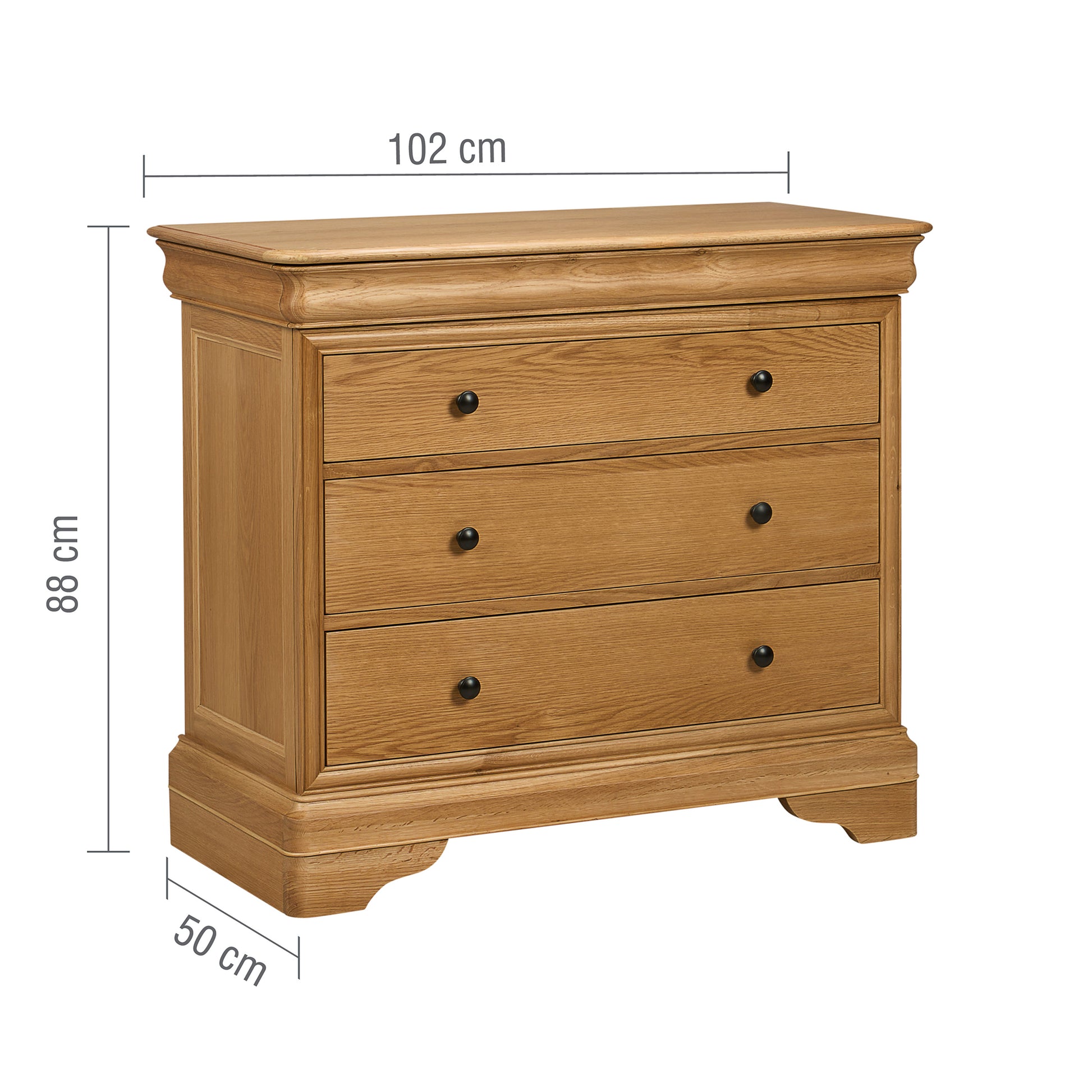 Bordeaux Sleigh 3 Drawer Chest Measurements