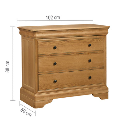 Bordeaux Sleigh 3 Drawer Chest Measurements