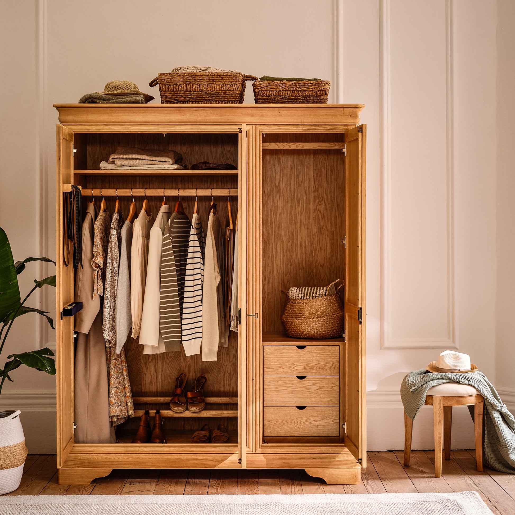 Bordeaux Oak French Wardrobe
