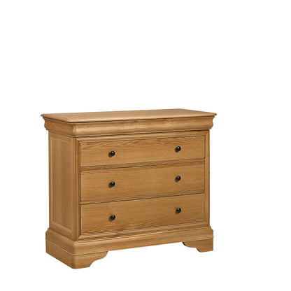 Bordeaux Sleigh Oak French 3 Drawer Chest