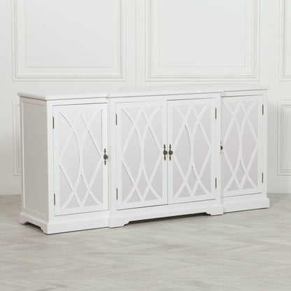 French Breakfront White Mirror Front Sideboard