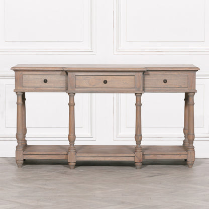 French Rustic Wooden Breakfront Console