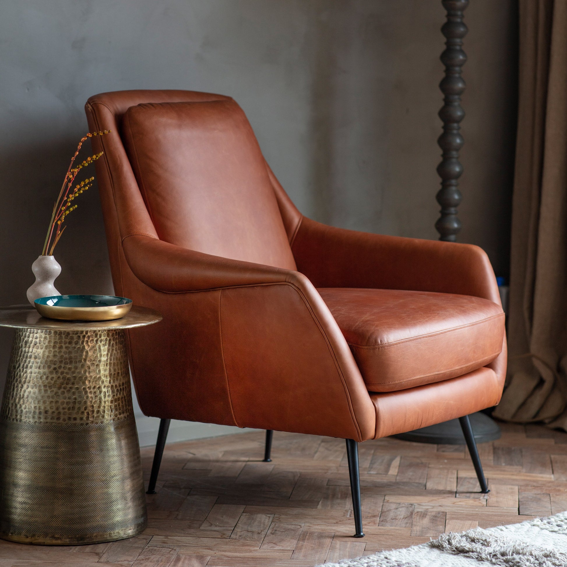 Brompton Armchair Brown Leather