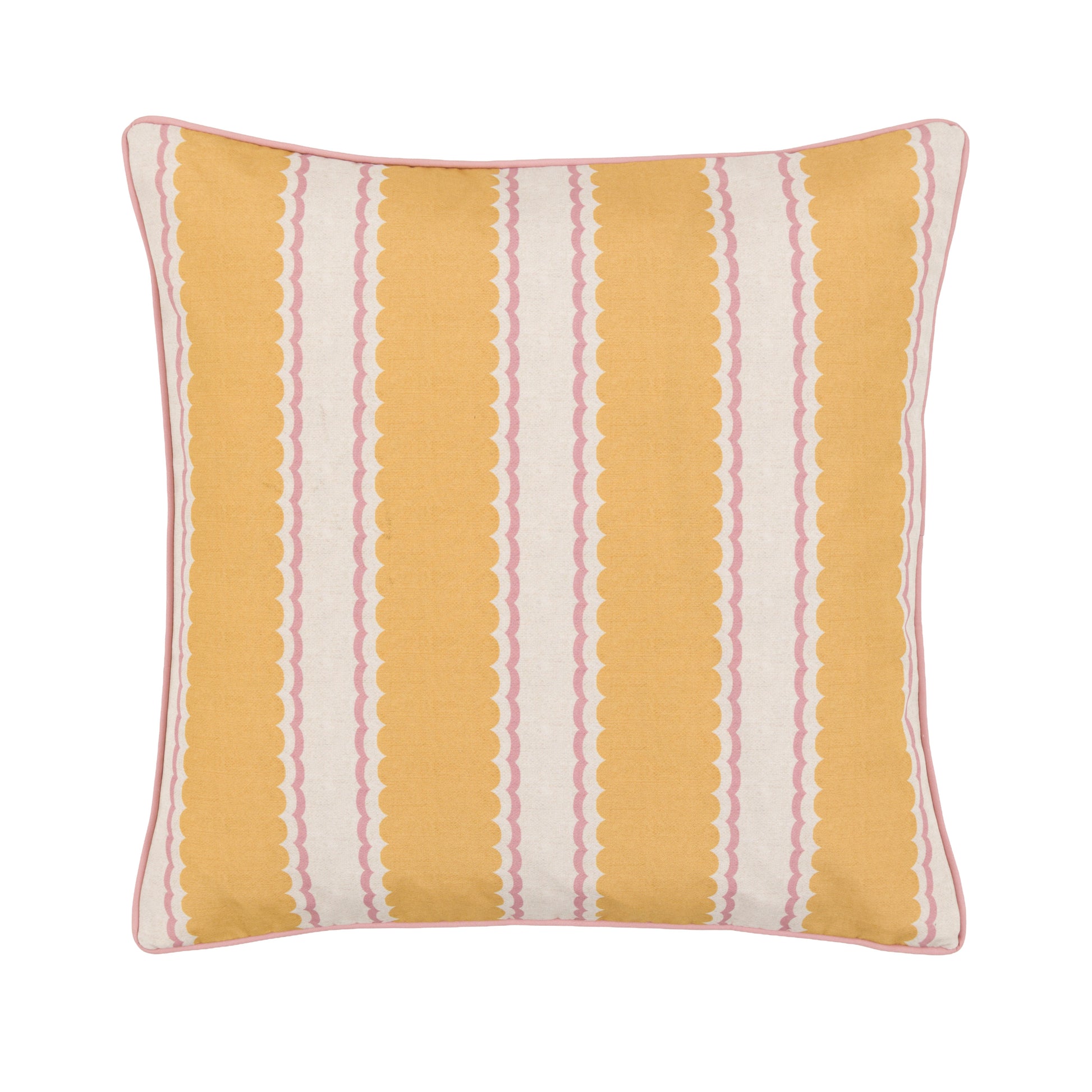 Calivana Stripe Cushion Ochre and Pink