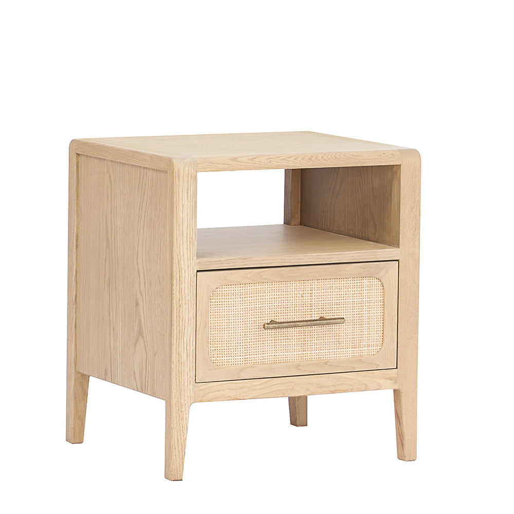 Casera Oak Rattan Bedside Table