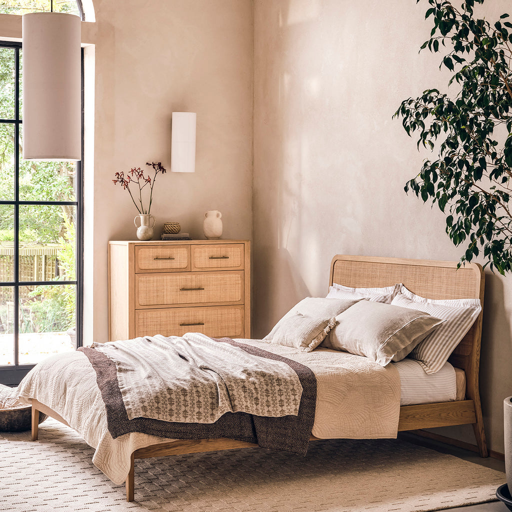 Willis Gambier Casera Oak Rattan Bed