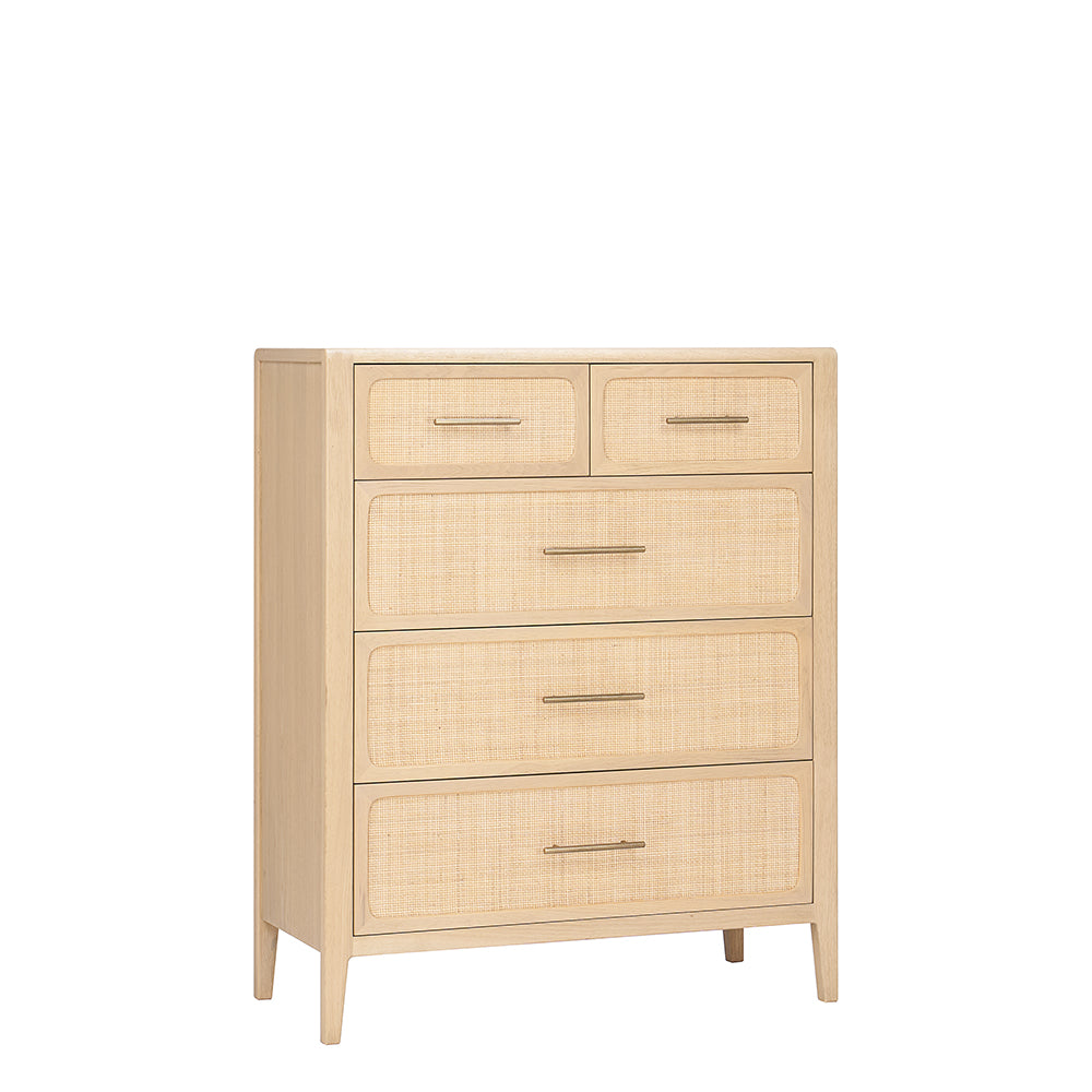 Casera Oak Rattan Front Tall Chest