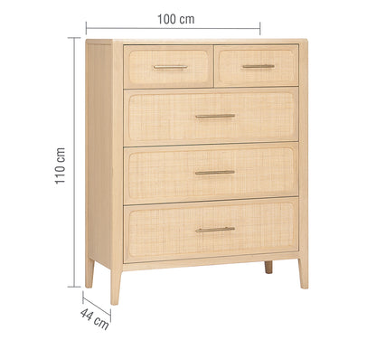 Casera Oak Rattan Front Tall Chest Dimensions
