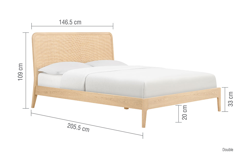 Casera Rattan Bed - Dimensions