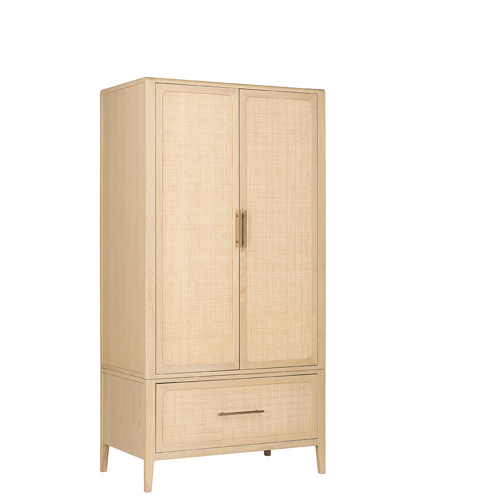 Casera Oak Rattan Front Double Wardrobe