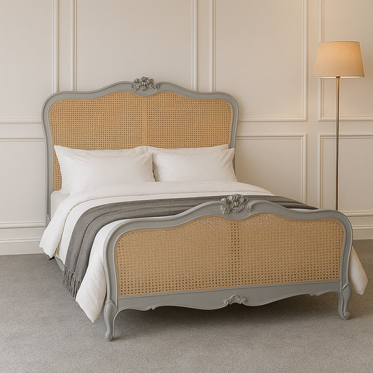 Charlotte Grey French Rattan Bed