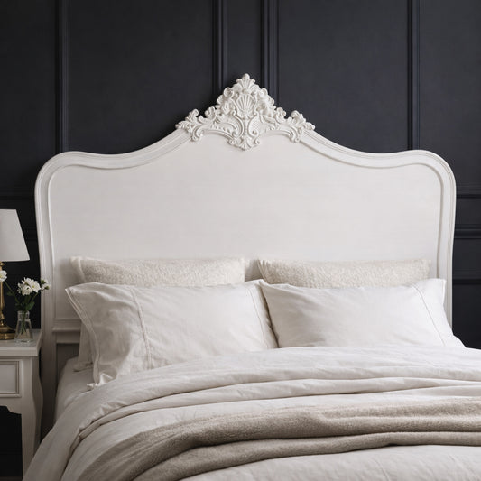 Chateau White French Carved Headboard