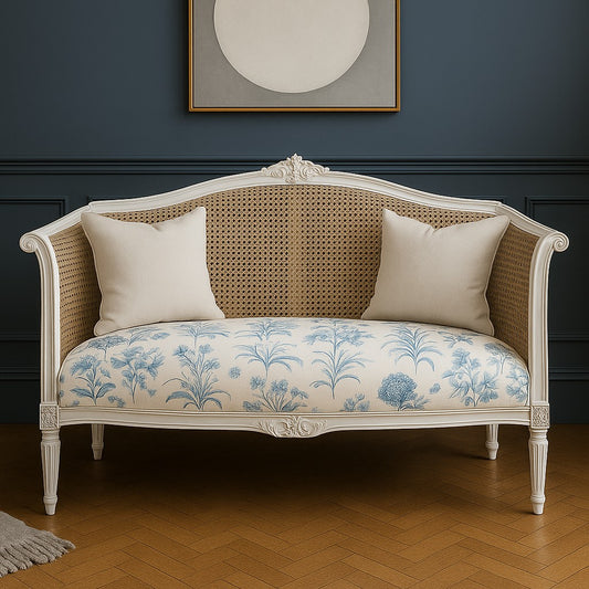 Chateau White French Rattan Back Sofa