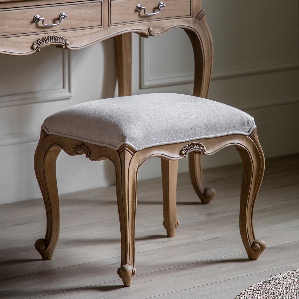 Dressing Rool Stool Chic Weathered French Dressing Stool - Maison Haven Furniture