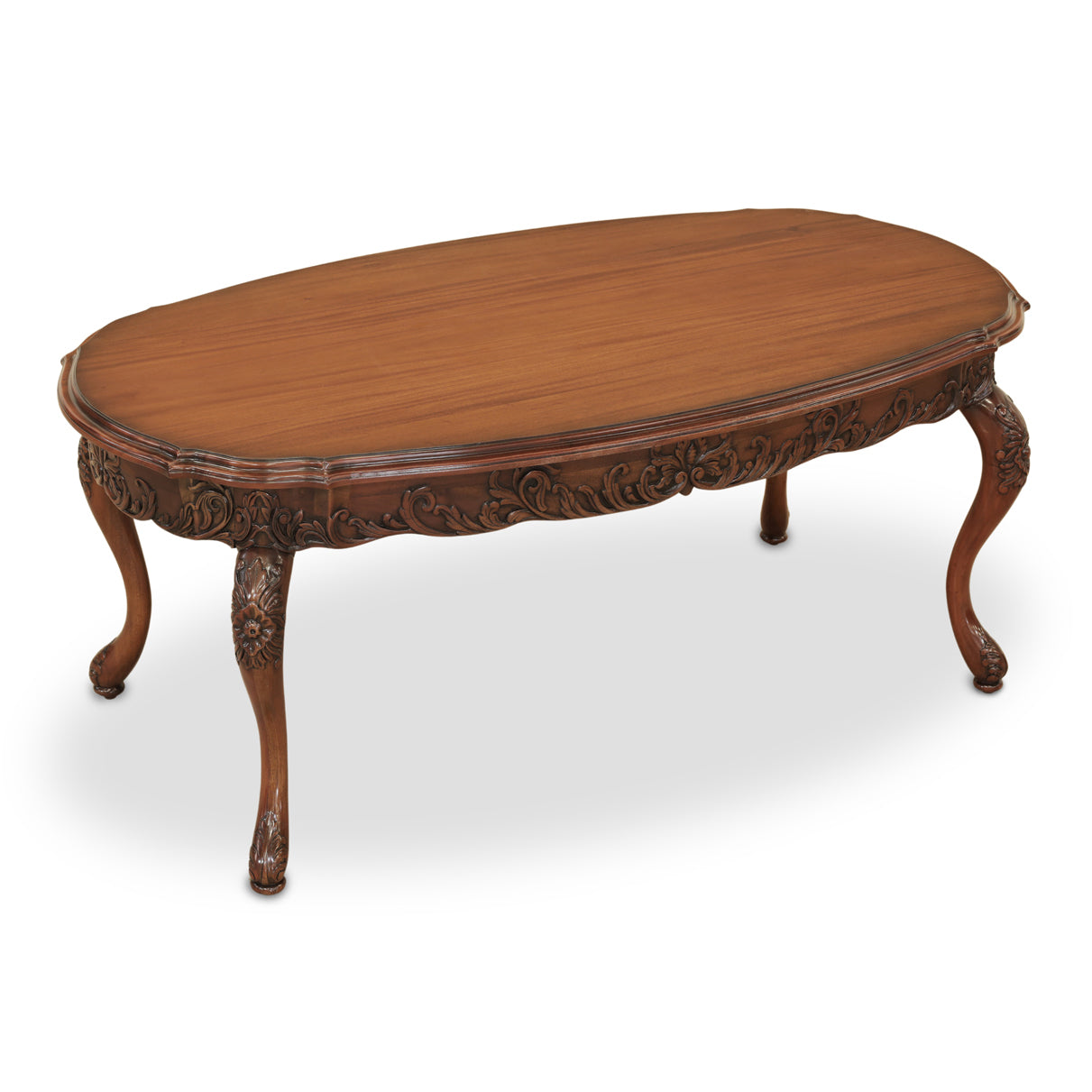 Classic Mahogany French Oval Coffee Table