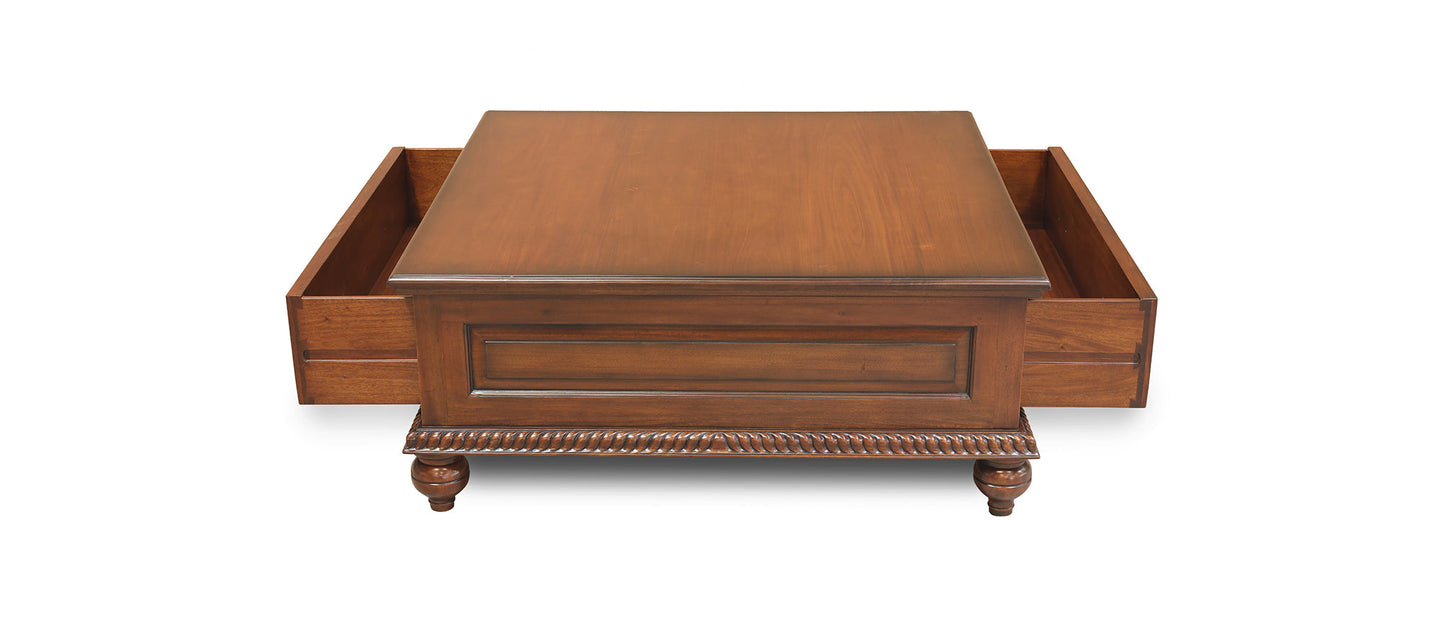 Classic Mahogany Sleigh French Square Coffee Table