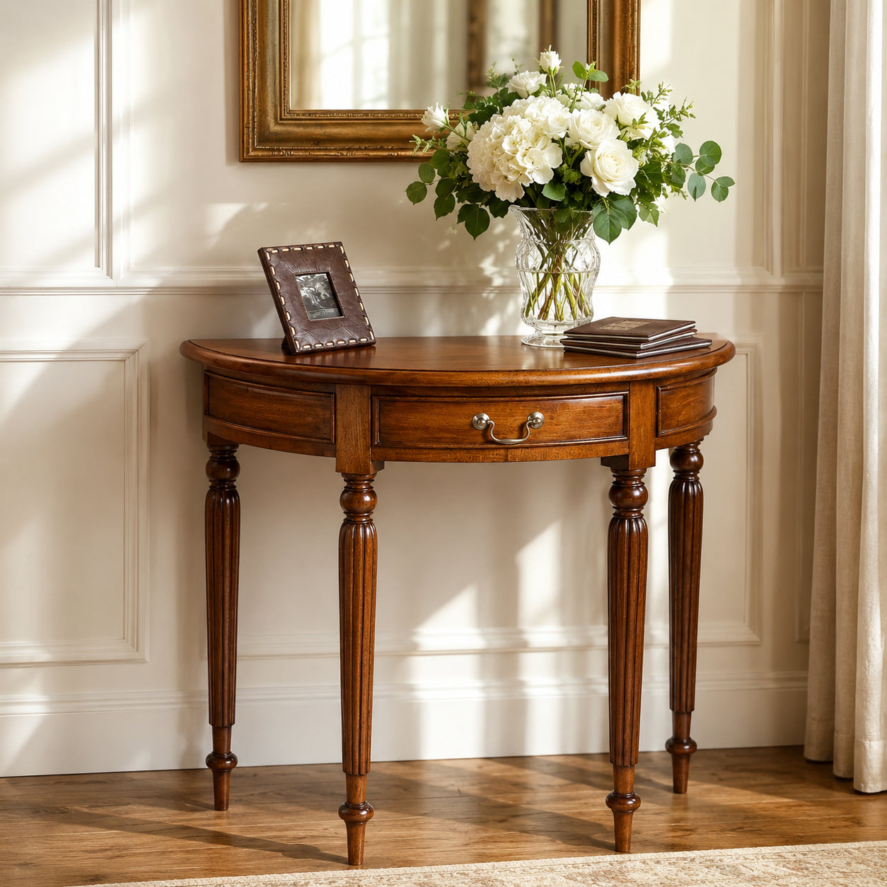 Classic Fluted French Console Table with 1 Drawer