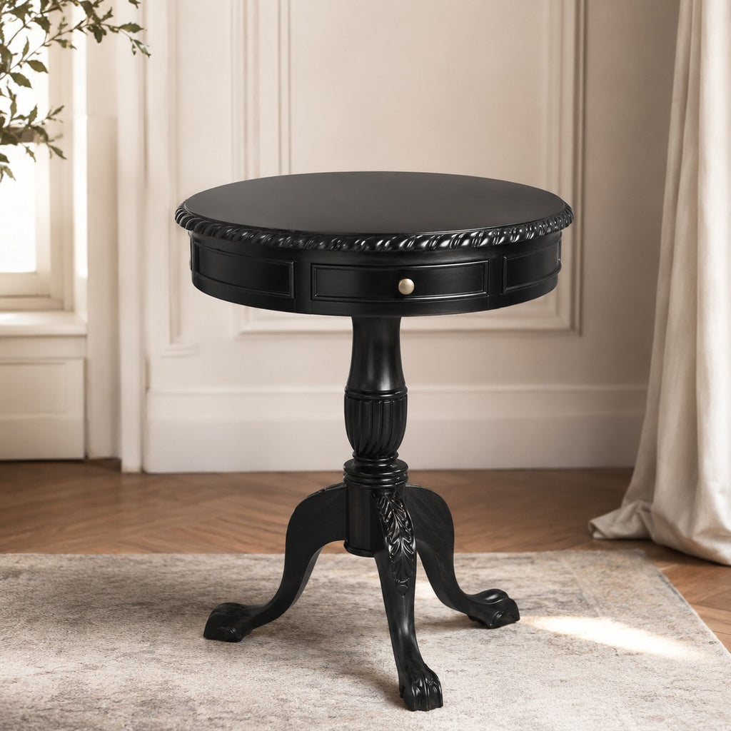 Classic Chippendale Black Side Table
