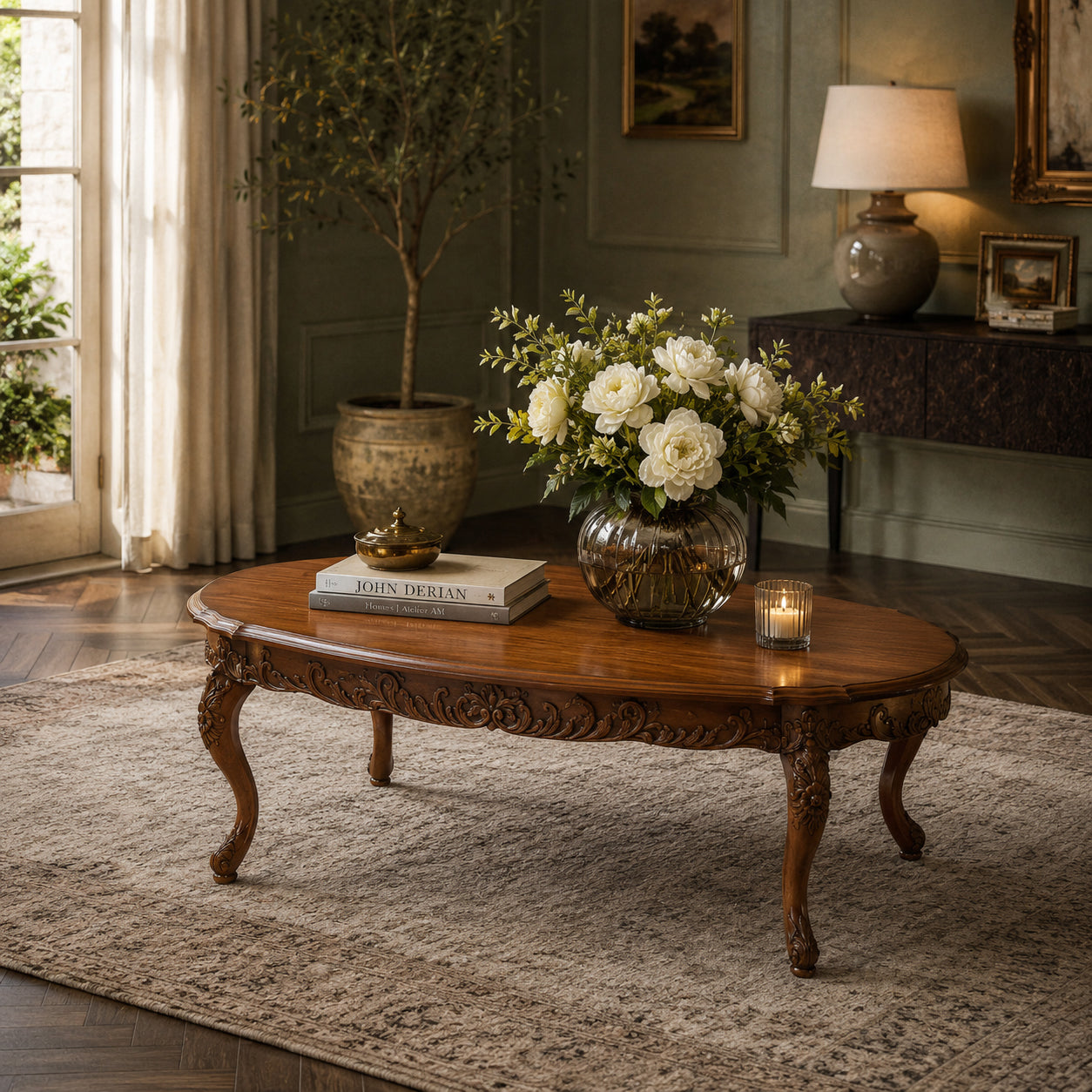 Classic French Oval Coffee Table - Stained
