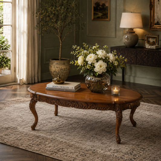Classic French Oval Coffee Table - Stained