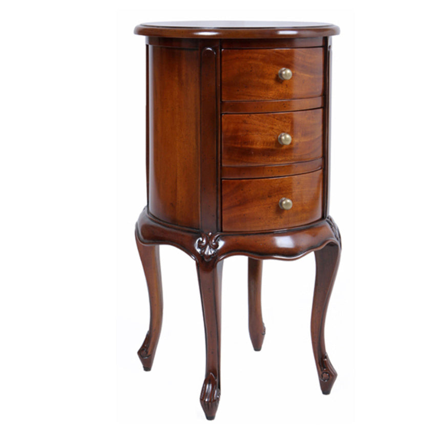 Classic Mahogany French 3 Drawer Side Table