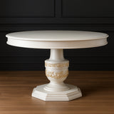 Cream Round French Dining Table with Gold Highlights