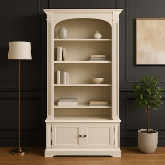 Cream French Bookcase with 4 Shelves 