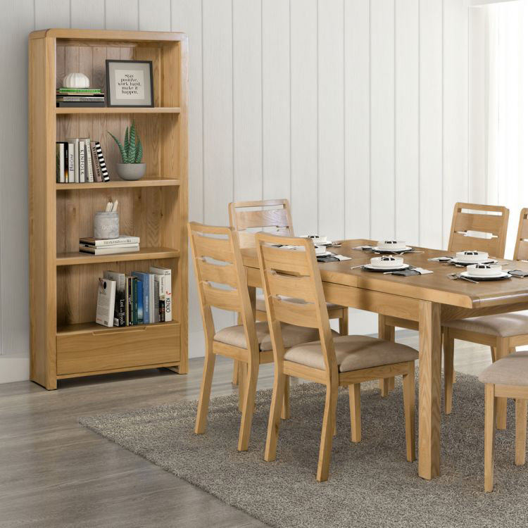 Curve Tall Oak Bookcase