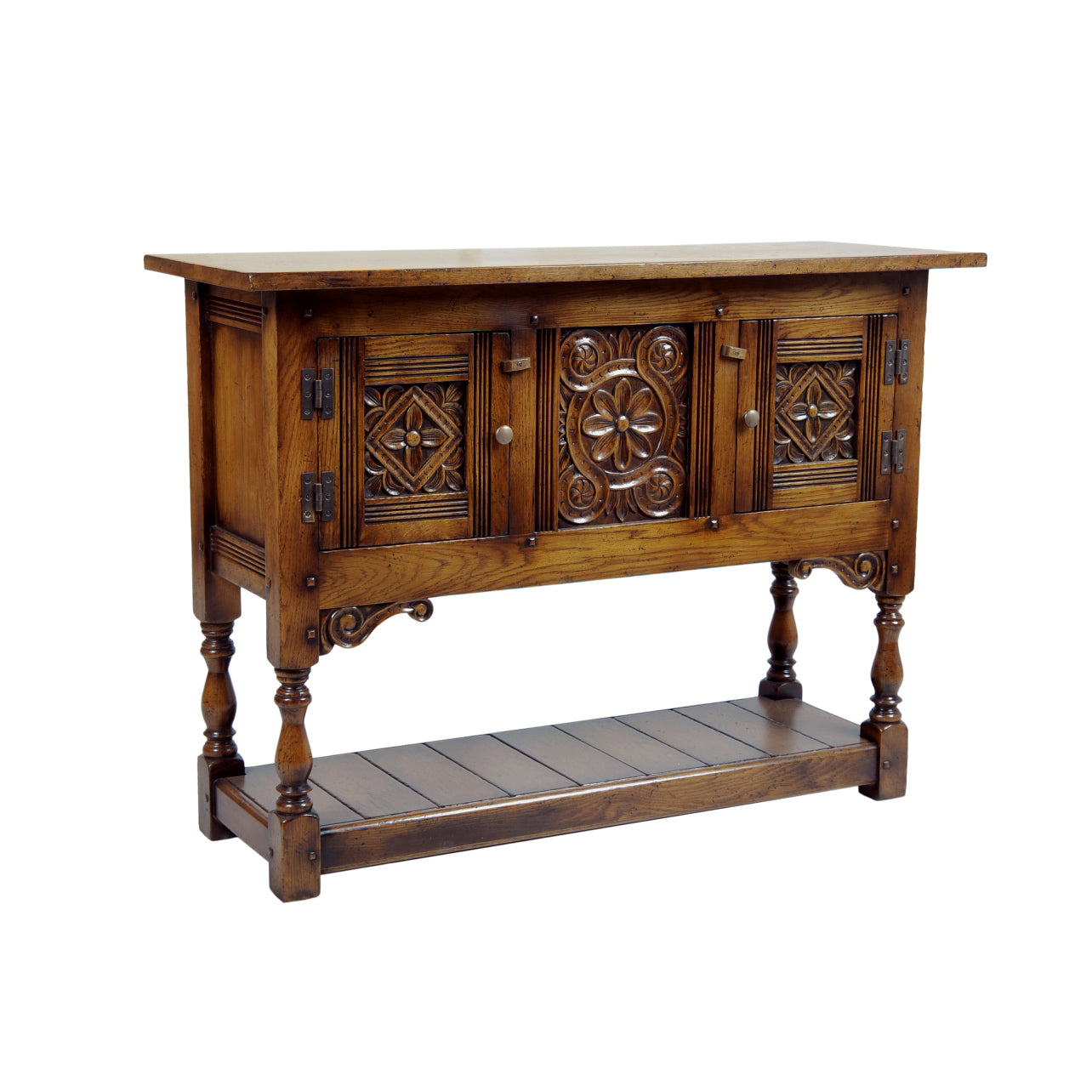 Dark Oak French Carved Credence / Sideboard