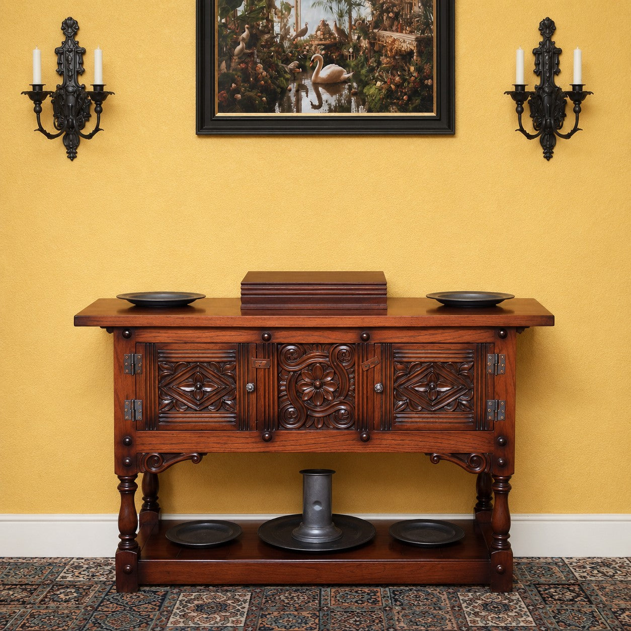 Dark Oak French Credence Sideboard / Console