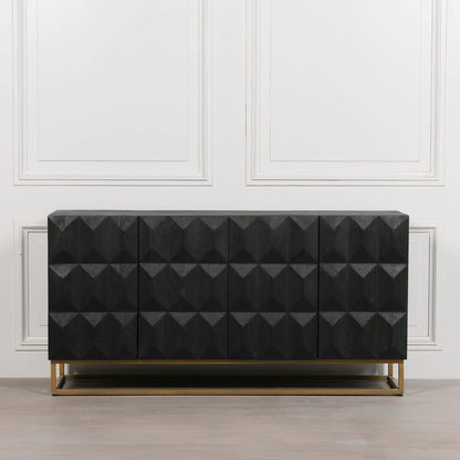 Black Contemporary Diamond Pattern Sideboard