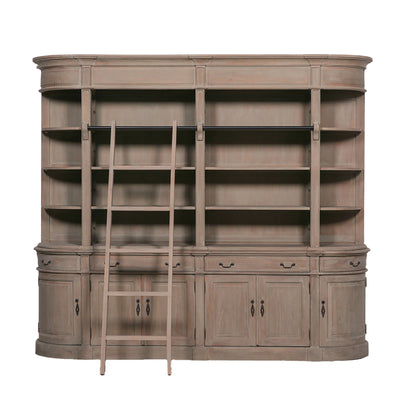 Large French Wooden Bookcase with Ladder