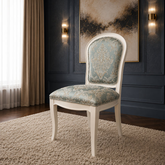 Florence Limed White Dining Chair with Silk Fabric