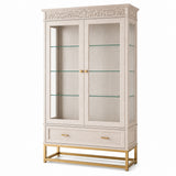 Florence Limed White French Display Cabinet with Metal Gold Legs