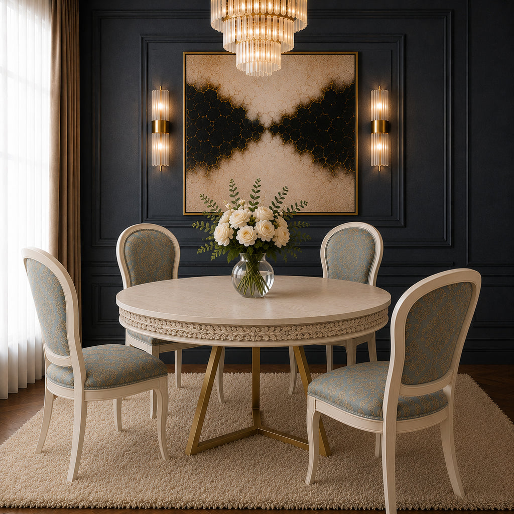 Florence Limed White Round Dining Table - Lifestyle