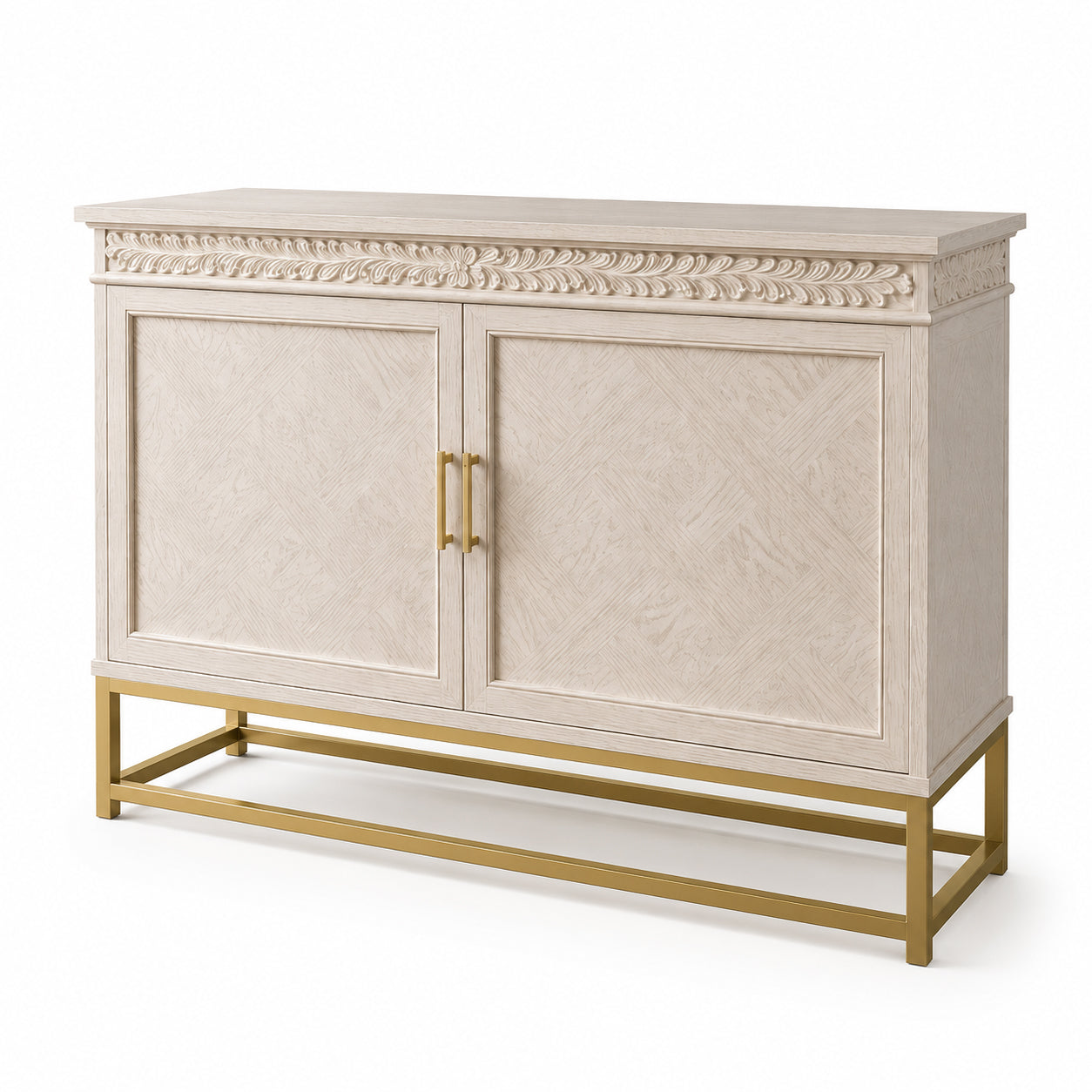 Florence Limed White French Sideboard with Gold Metal Legs