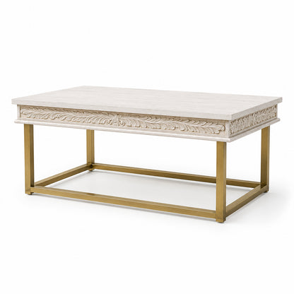 Florence Wooden Top Coffee Table with Gold Metal Leg
