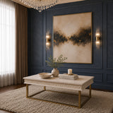 Florence Wooden Top Coffee Table with Gold Metal Leg - Lifestyle