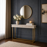 Florence Wooden Top Console Table with Gold Metal Legs - Lifestyle