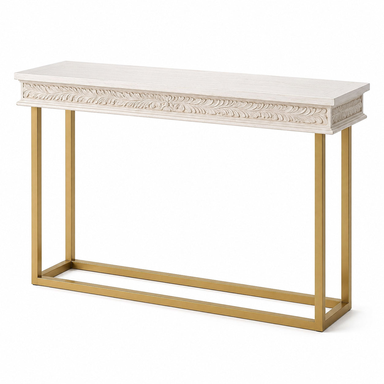 Florence Wooden Top Console Table with Gold Metal Legs