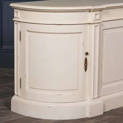Distressed Ivory Large French Curved Sideboard