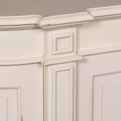 Distressed Ivory Large French Curved Sideboard
