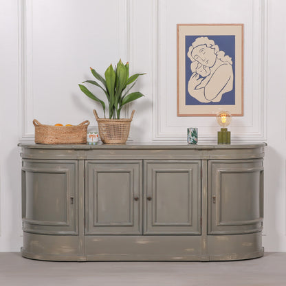 Distressed French Grey Curved Sideboard