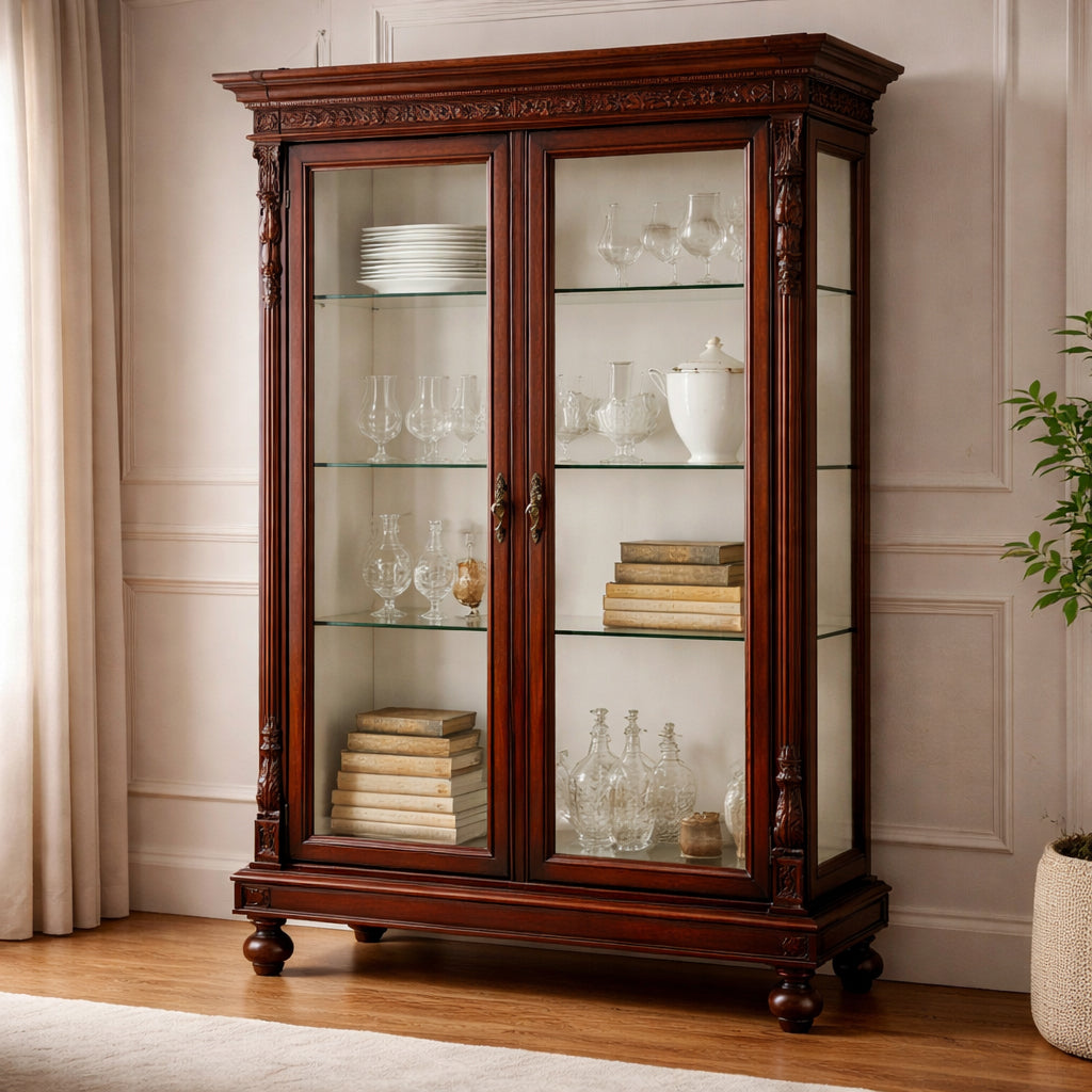 French Louis Stained 2 Door Display Cabinet